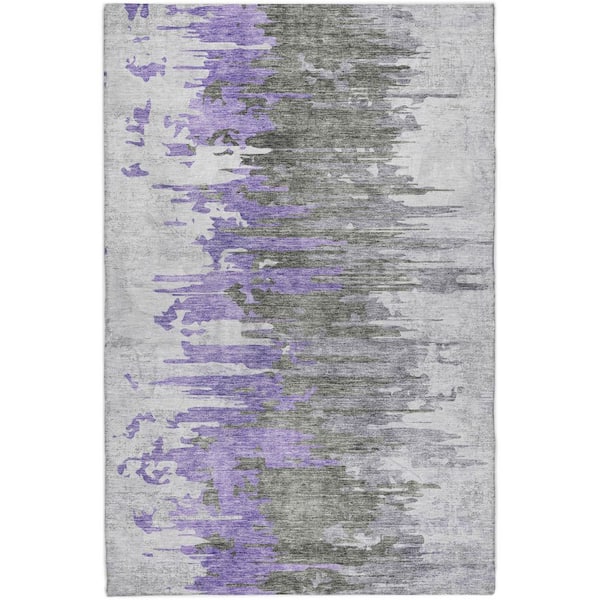 Dream Shag Premium Machine Washable Abstract ADS704 Purple 9 ft. x 12 ft. Area Rug