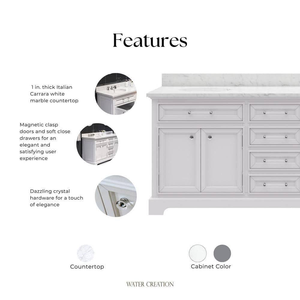 Pure White Double Sink Freestanding Bathroom Vanity with Marble Top