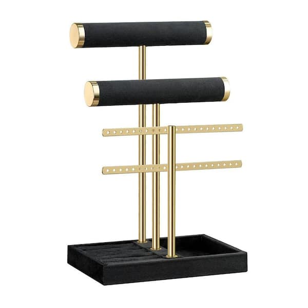 Black 8.3 in. x 12.2 in. Metal Modern Jewelry Organizer Stand