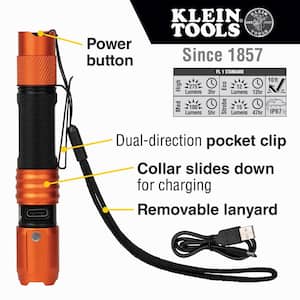 Rechargeable Waterproof LED Pocket Light with Lanyard, 275 Lumens, 4 Modes
