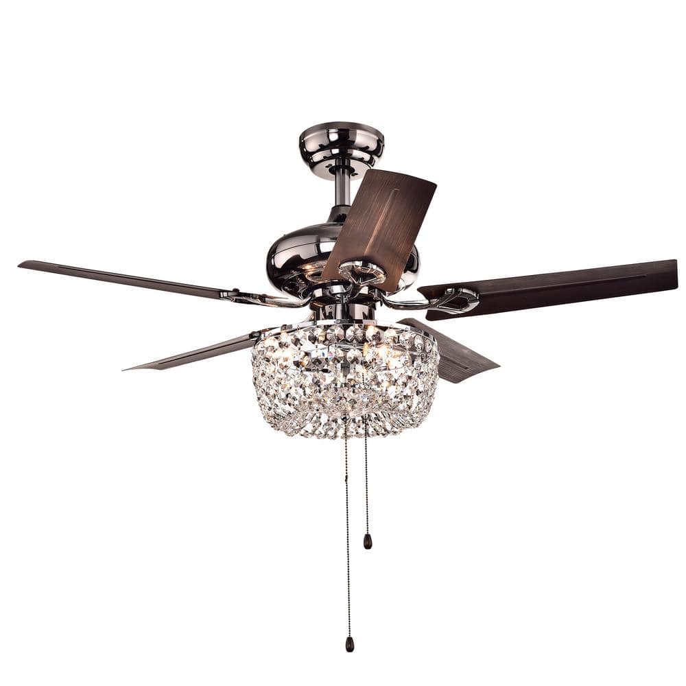 Angel 43-Inch Brown Crystal Chandelier Ceiling Fan with Lighting