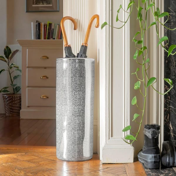 24 in. Silver Crackle Umbrella Stand