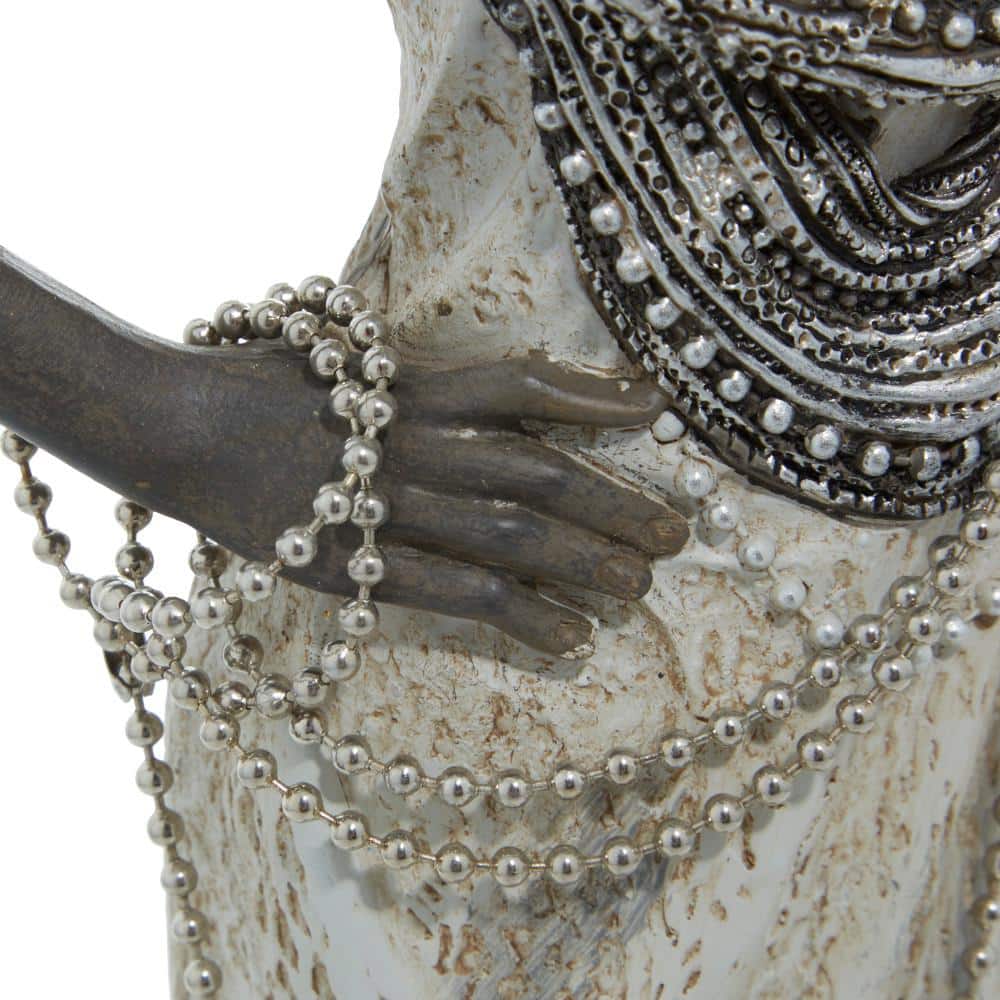 Elegant Trio of Polystone African Woman Sculptures in White