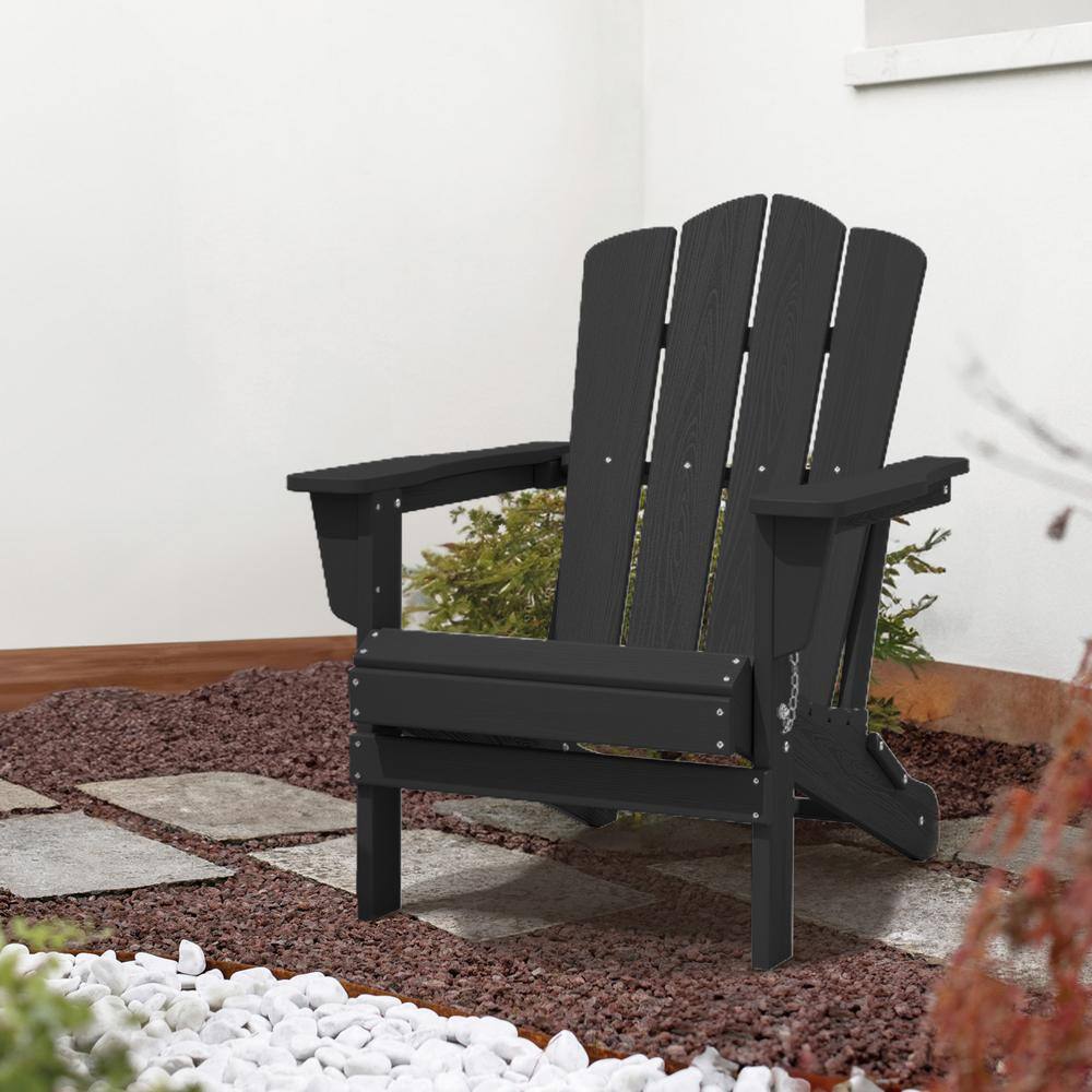 Classic Black Folding Plastic Adirondack Chair