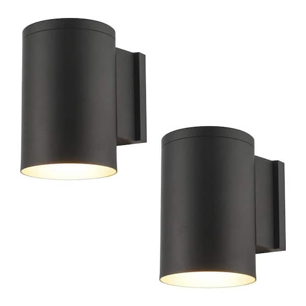 Kira Home Enzo 60-Watt 1-Light Black Modern Wall Sconce with Black Shade, No Bulb Included
