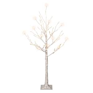 4 ft. White Pre-Lit Multi-Function Twig Artificial Christmas Tree Set of 2 with 72 Warm White LED Lights