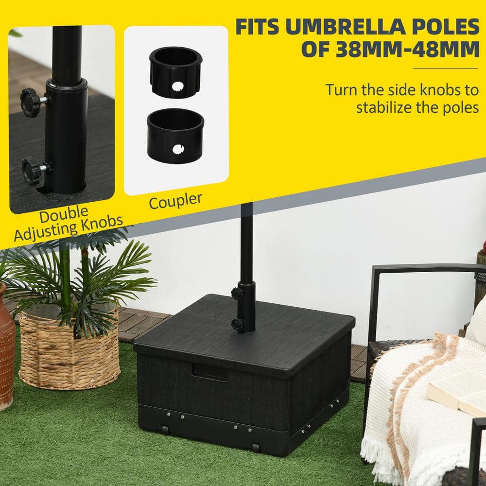 Black Metal 3-in-1 Patio Umbrella Stand with Wheels