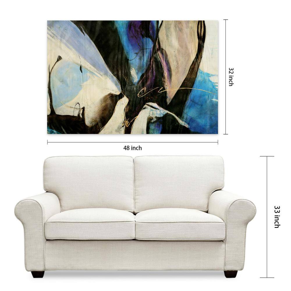 Motivos Abstract Blue and Purple Tempered Glass Wall Art, 32" x 48"