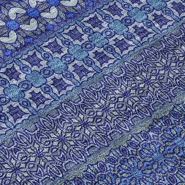 Navy Blue 9 ft. x 12 ft. Woven Striped Polyester Rectangle Indoor/Outdoor Area Rug