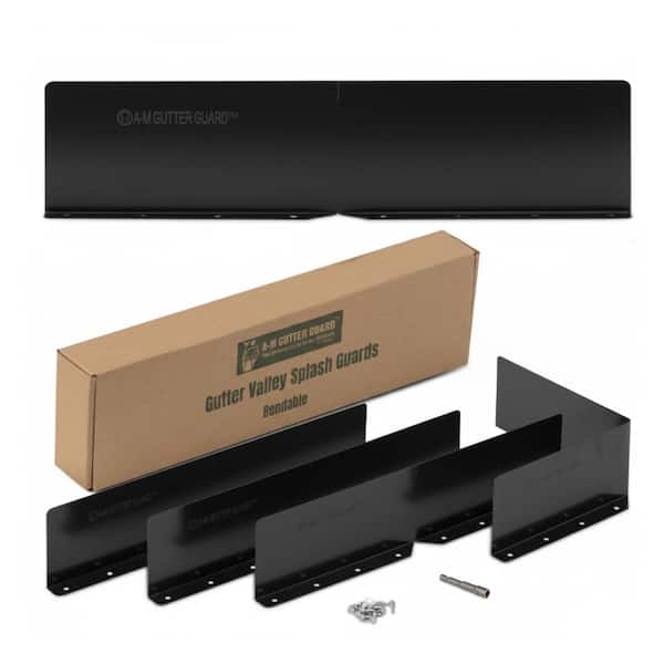 A-M Gutter Guard Splash Guards – 4 Pk Black : With Stainless Steel Zip Screws & 1/4" Hex Bit : Bendable Aluminum Design
