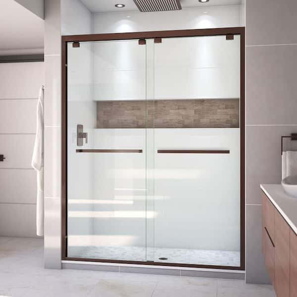 DreamLine Encore 56 in. to 60 in. W x 76 in. H Sliding Semi-Frameless Shower Door in Oil Rubbed Bronze