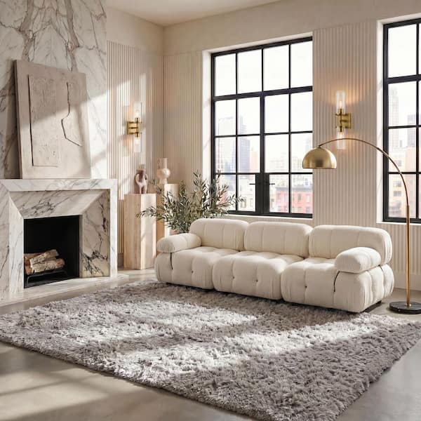 Ocean Shag 11 ft. x 15 ft. Light Gray Cozy Plush Area Rug