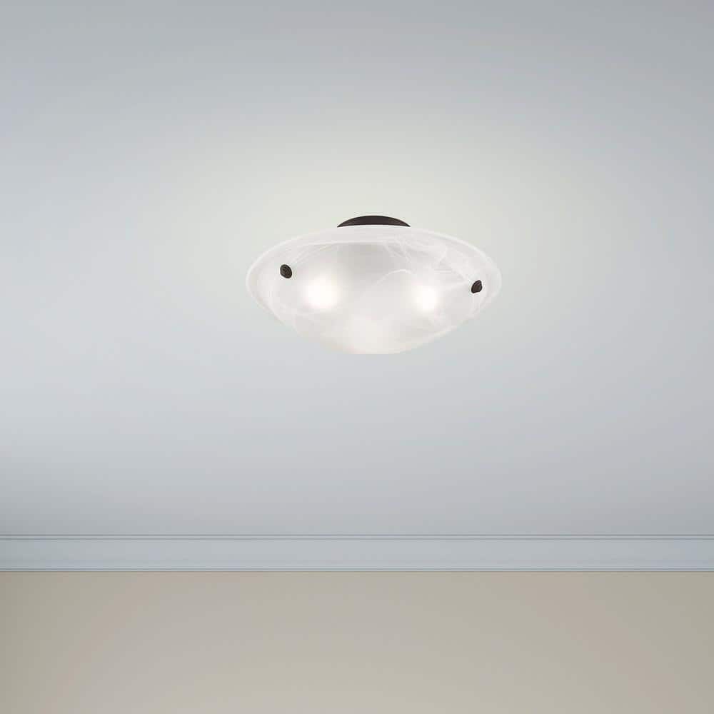 Oasis Bronze 3-Light Flush Mount with White Alabaster Glass