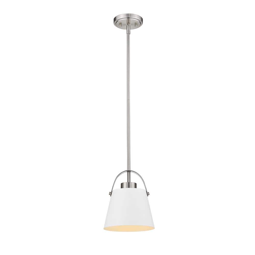 UPC 685659145380 product image for 1-Light Matte White and Brushed Nickel Mini-Pendant with Matte White Metal Shade | upcitemdb.com