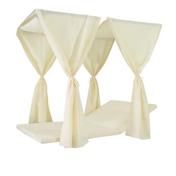 51.25 in. x 31.25 in. Outdoor Chaise Lounge Daybed Replacement Cushion & Curtains Cream