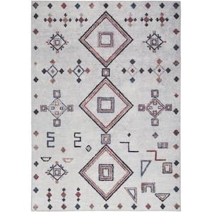 57 Grand Machine Washable Ivory/Multi 8 ft. x 10 ft. Graphic Contemporary Area Rug