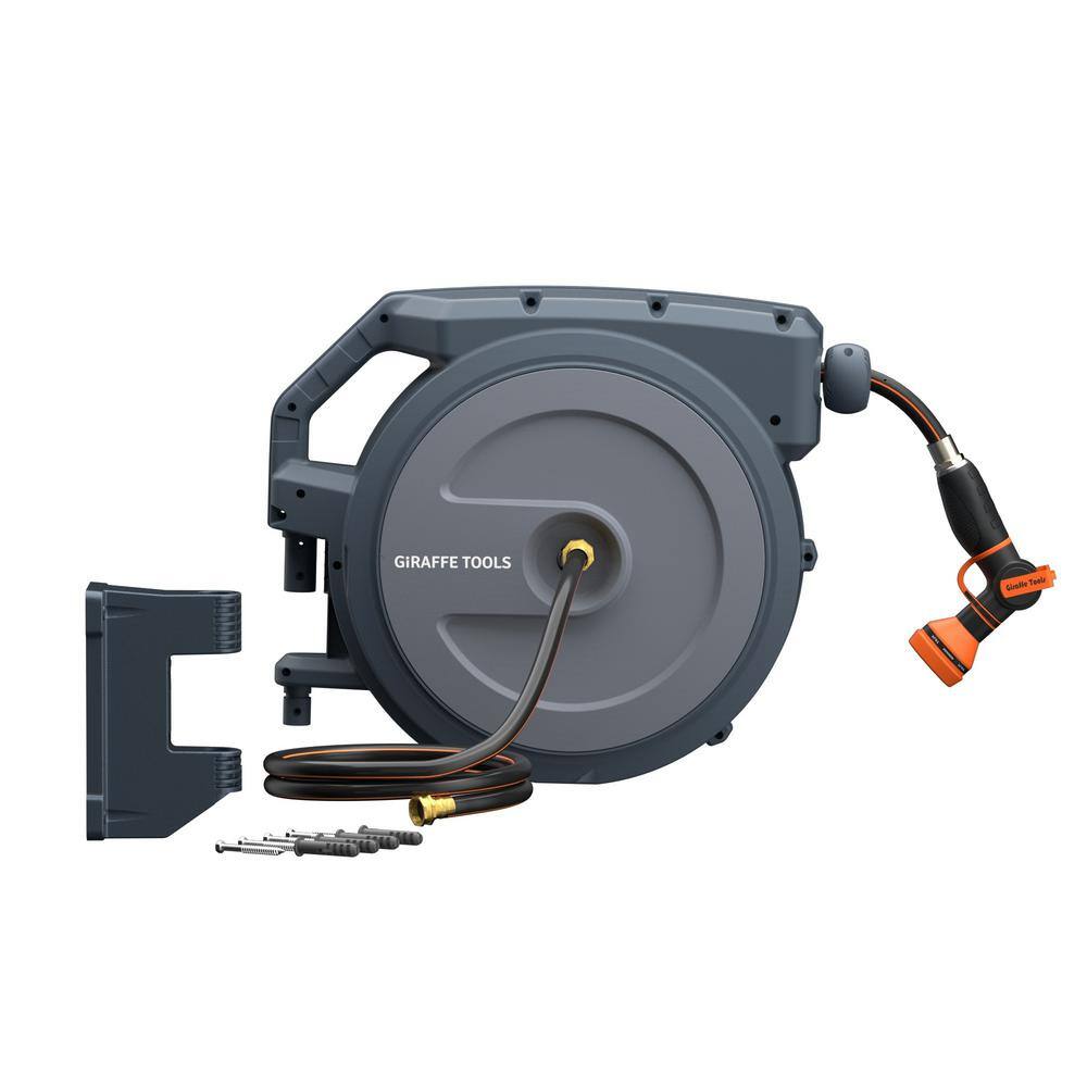 Giraffe Tools 130' Dark Gray Retractable Garden Hose Reel