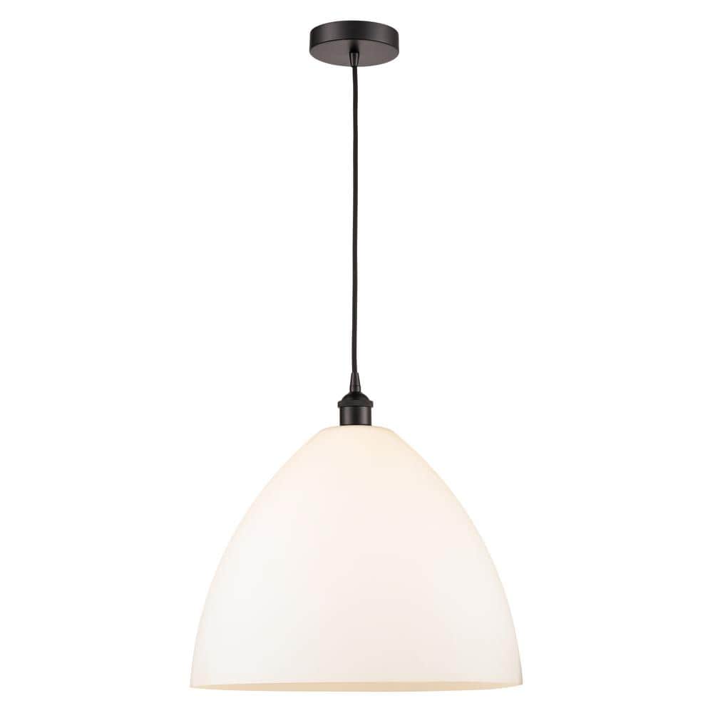 Edison Dome 60-Watt 1-Light Oil Rubbed Bronze Shaded Mini Pendant Light with Painted Glass Shade price history on PriceWatchPro