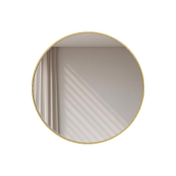 24 in. W x 24 in. H Round Framed Decorative Wall Bathroom Vanity Mirror in Gold