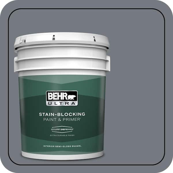BEHR ULTRA 5 gal. #N510-5 Liquid Mercury color Extra Durable Semi-Gloss Enamel Interior Paint & Primer