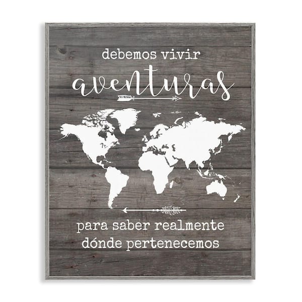 Stupell Industries Our Adventure Translation by Lettered and Lined Gray Framed Typography Giclee Art Print 14 in. x 11 in.