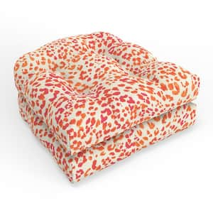 Abstract 19 in W x 5 in D Outdoor Square Tufted Wicker Seat Cushion 2 Count 19 in. x 19 in. Sunny Spot Papaya