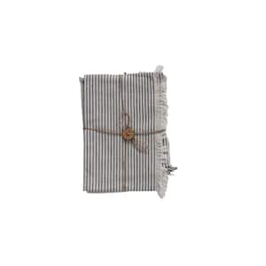 Natural & Black Striped & Fringe Woven Cotton Tea Towels (Set of 2)