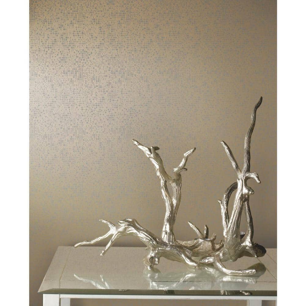 Taupe and Gold Geometric Nonwoven Wallpaper Roll