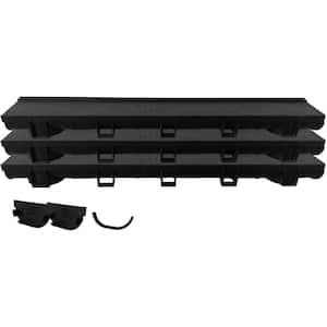 Compact Series Invisible Edge 9.84 ft. L x 5.4 in. W x 3.5 in. H Trench and Channel Drain Kit w/ End Caps and Connector