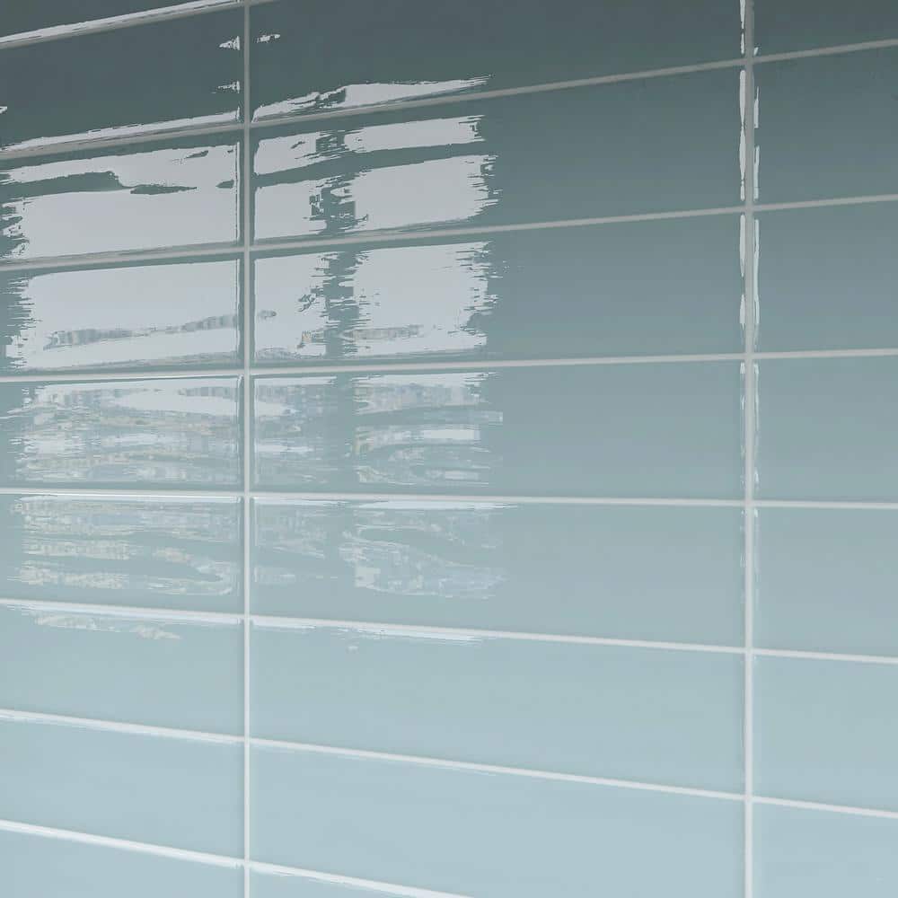 Acqua Blue Glossy Ceramic Subway Wall Tile 3x12
