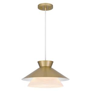 Exton 1-Light Gold Shaded Pendant Light with Faux Alabaster Glass Shade