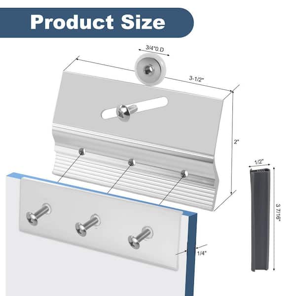 4-Piece Frameless Shower Door Roller Assemblies with 3/4" Plastic Wheels and Aluminum Bracket in Chrome, for Shower Door