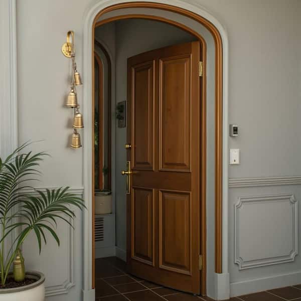 Zema 28 in. x 2.75 in Antique Gold Rustic Iron Cylindrical Cowbell Hanging Bells Wall Decor with Jute Hanging Rope