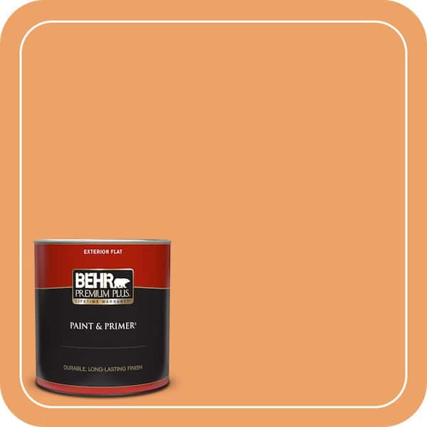BEHR PREMIUM PLUS 1 qt. #270D-5 Adventure Orange Flat Exterior Paint & Primer