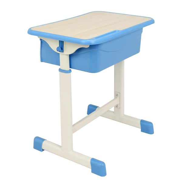 PUTEARDAT Toddler Desk and Chair Set - Height Adjustable Study Desk Ages  8-12, 23inch School Desk w/Drawer Storage&Book Stand Art Desk for Kids  (Blue)