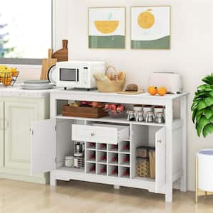 White Wood 45.5 in. Buffet Sideboard with Removable Rack