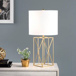 Mead 24 in. Brass Iron Contemporary Table Lamp with Shade