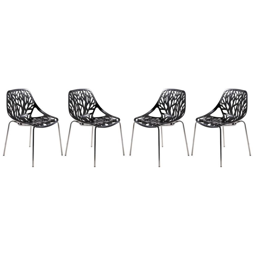 Leisuremod Asbury Modern Stackable Dining Chair With Chromed Metal Legs
