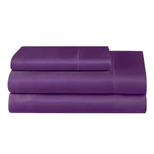 3-Piece Purple Satin Microfiber Twin XL Sheet Set