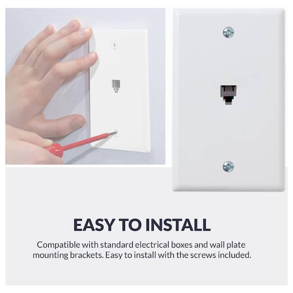 Newhouse Hardware White 1-Gang Telephone Jack Data Jack Wall