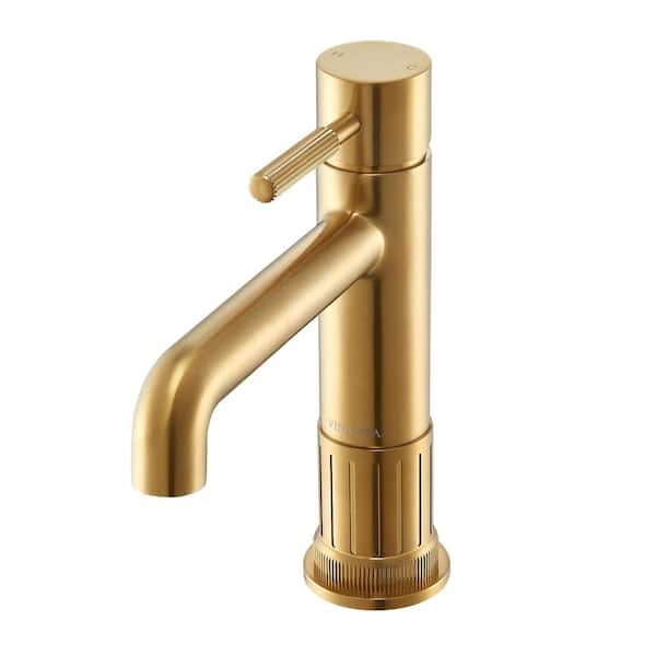 Mexico Single Handle Single Hole Bathroom Faucet in Brushed Gold