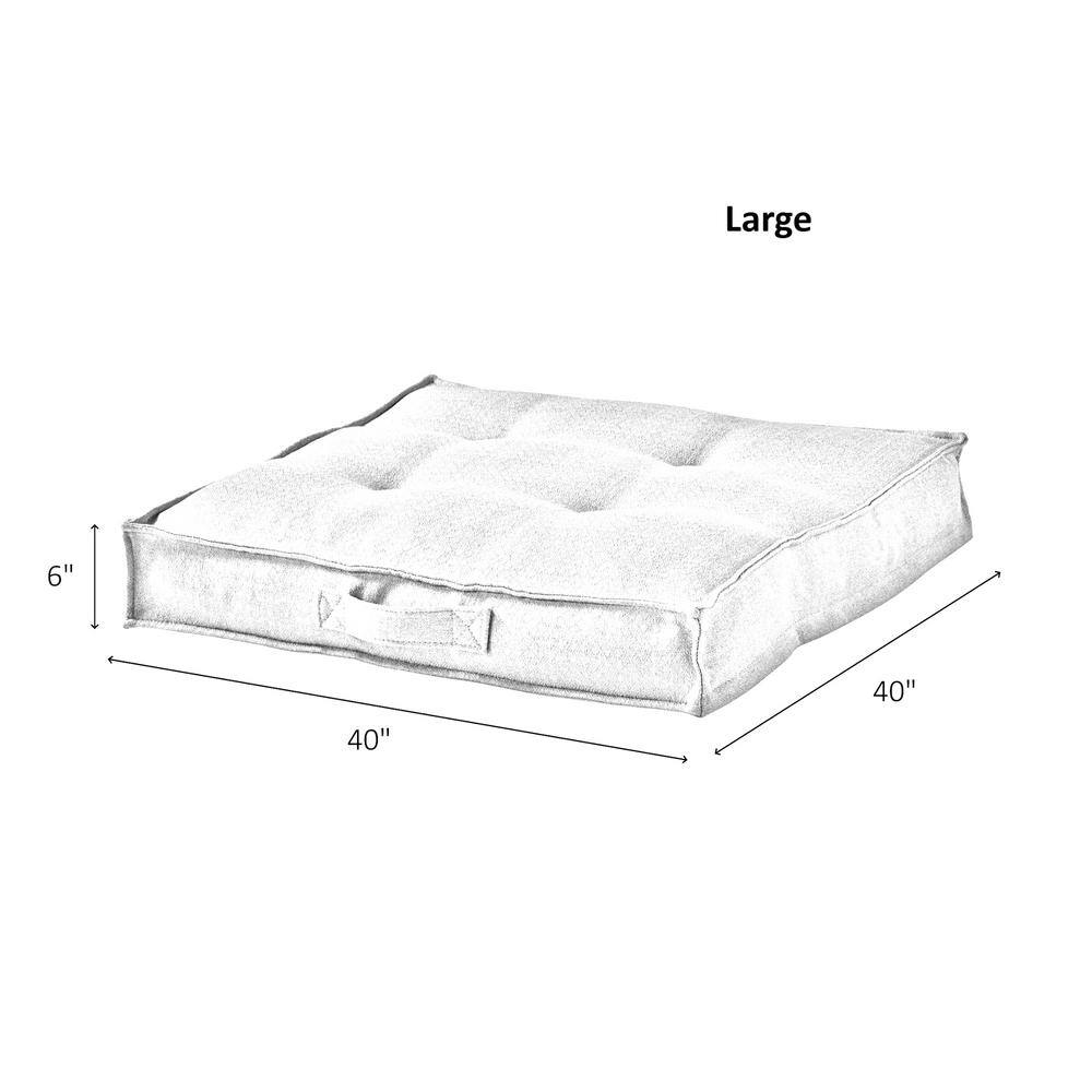 Large Cement Square Tufted Floor Pillow with Handle