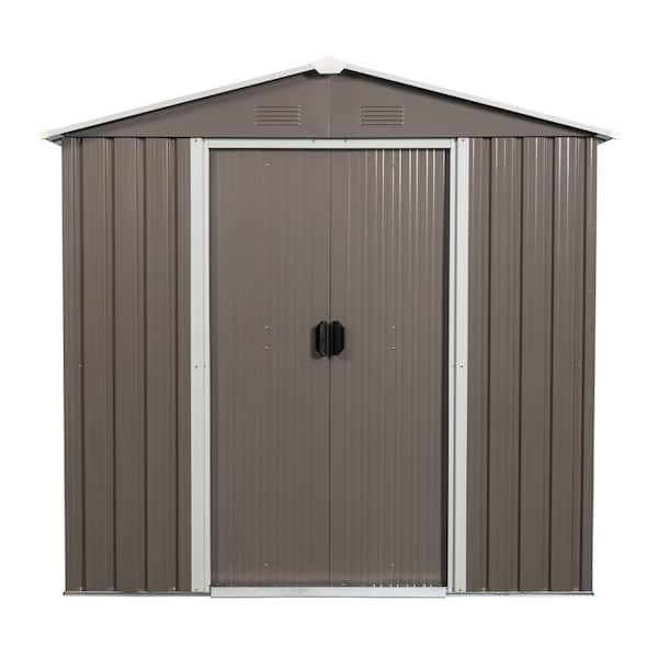 6ft x 5ft Outdoor Metal Storage Shed 113 sq. ft. in Gray