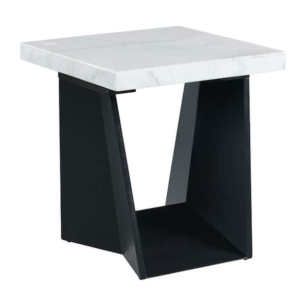 Picket House Furnishings Tobias 22 in. Brown Square Marble End Table