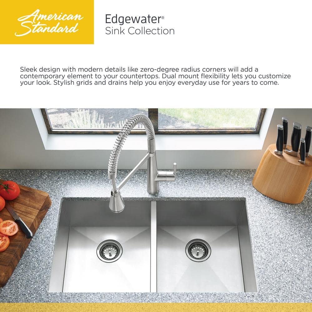 Edgewater 33'' Stainless Steel Double Bowl Drop-In Kitchen Sink