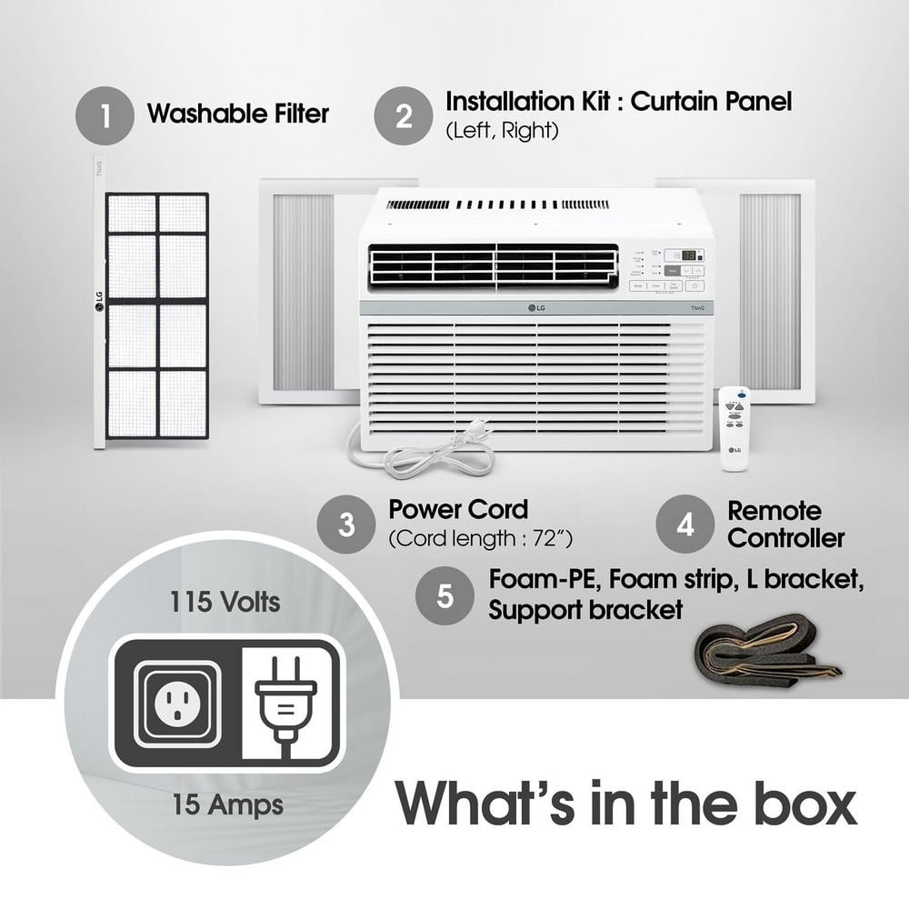LG 10,000 BTU White Smart Window Air Conditioner with Remote