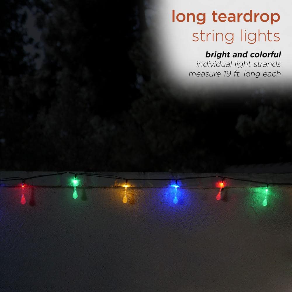228" Multi-Color Solar Powered Teardrop LED String Lights