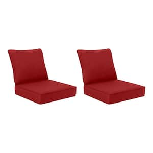 24 in. x 24 in. Two Piece Deep Seating Outdoor Lounge Chair Cushion in Chili (2-Pack)
