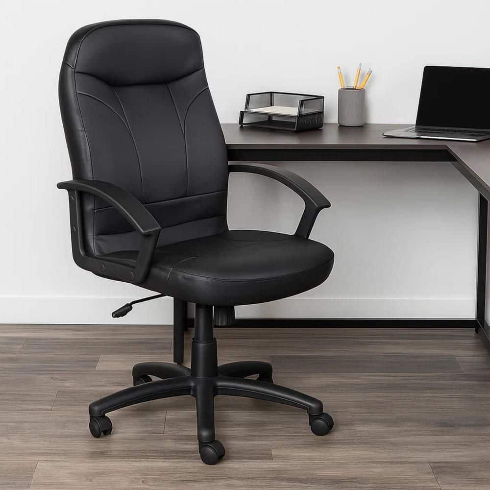 Jian Leather Hooded Wheels Task Chair in Black Arms price history on PriceWatchPro