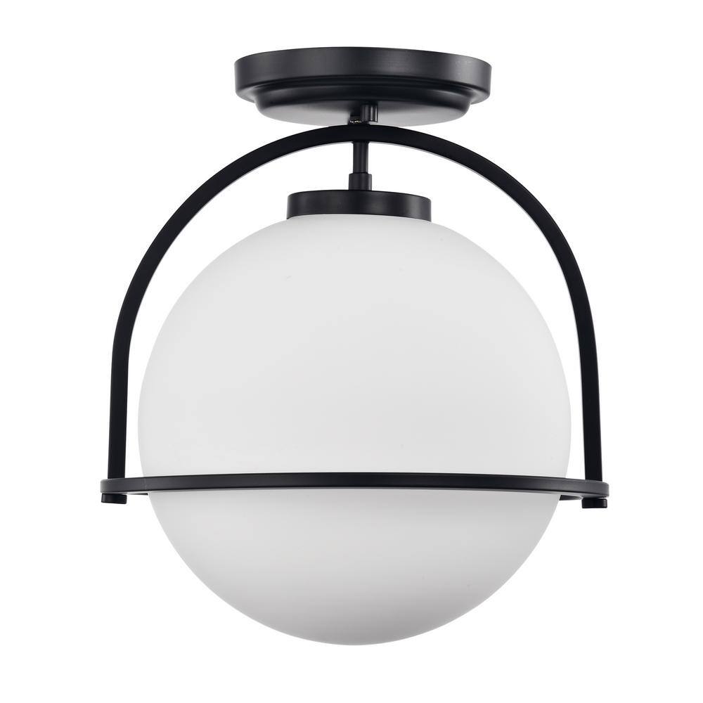 Nuka 12 in. 1-Light Indoor Matte Black Semi-Flush Mount with Light Kit price history on PriceWatchPro